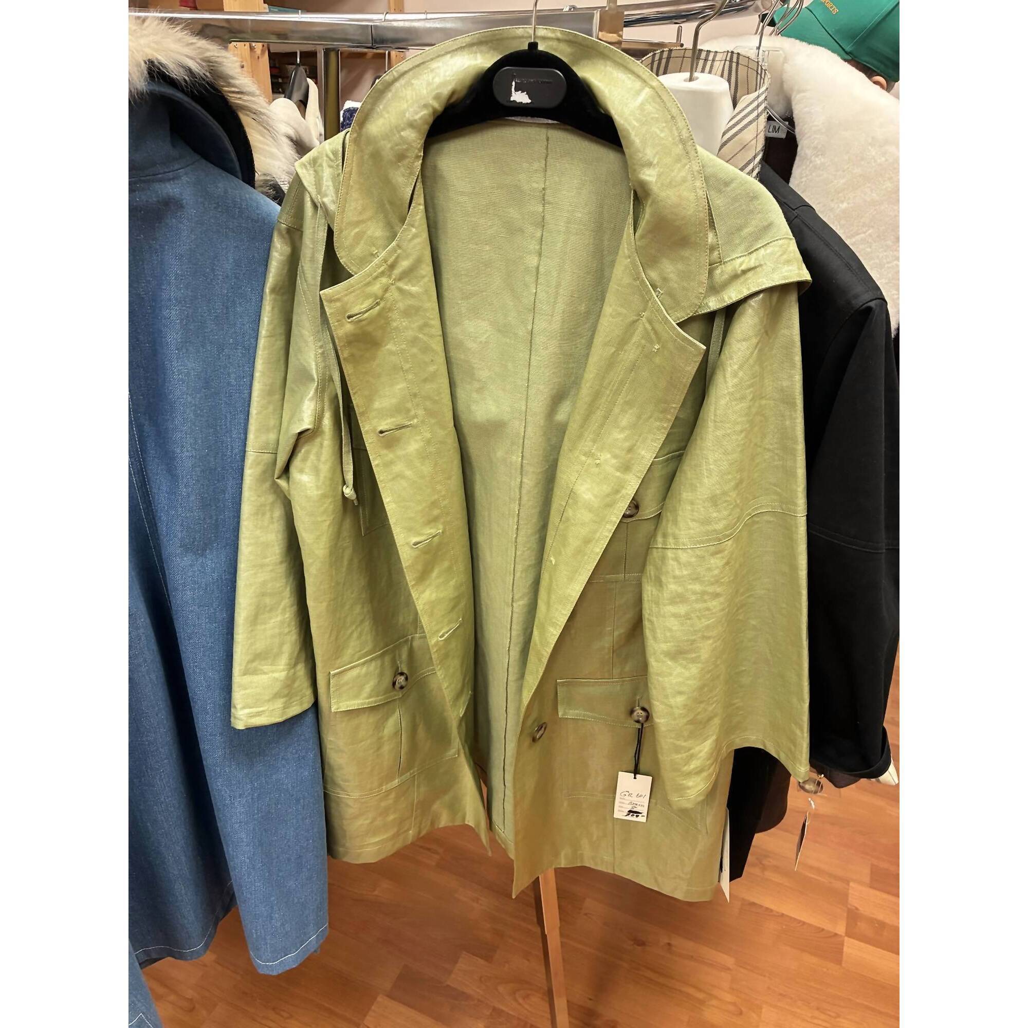 New 2her2him Women's Rubber Coated Cotton Raincoat In Green